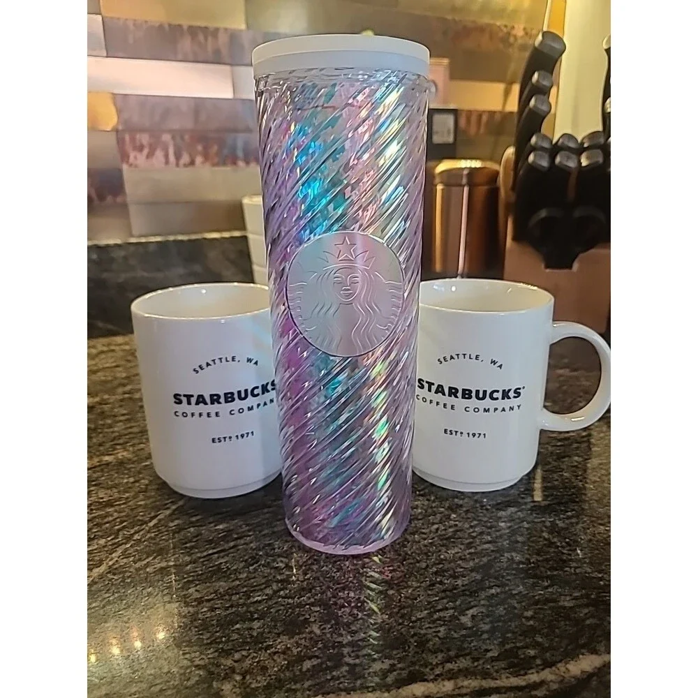 Starbucks Coffee Company Seattle WA Mug Est 1971 2018 14 Oz Stackable Cups Bonus